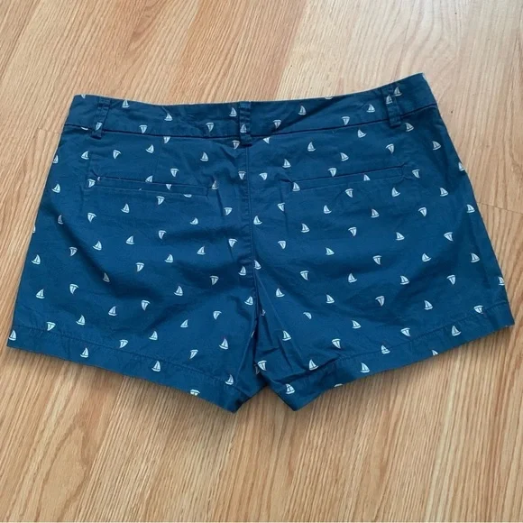 Uniqlo Blue Sailboat Print Flat Front Chino 100% Cotton Shorts Size 10 - Picture 6 of 8